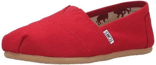 TOMS Womens Red Canvas Slip-On Shoes Size 8