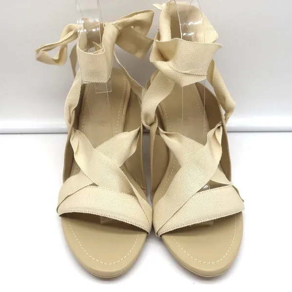 Ulla Johnson Ankle Wrap Sandals Kharis Nude Leather Size 40 Open Toe Heels NEW