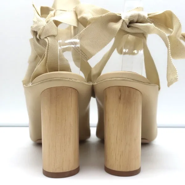 Ulla Johnson Ankle Wrap Sandals Kharis Nude Leather Size 40 Open Toe Heels NEW