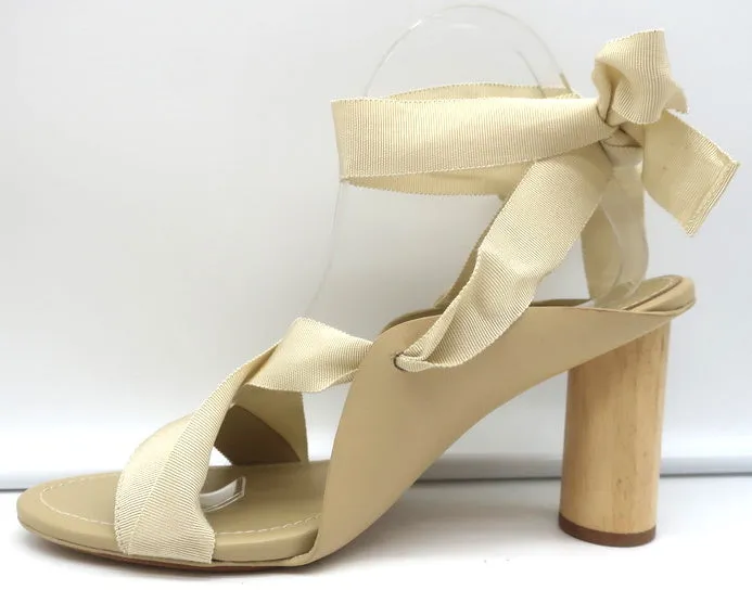 Ulla Johnson Ankle Wrap Sandals Kharis Nude Leather Size 40 Open Toe Heels NEW