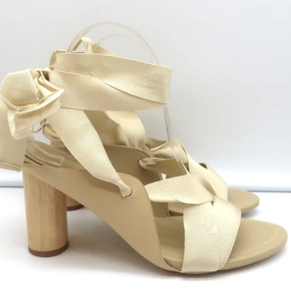 Ulla Johnson Ankle Wrap Sandals Kharis Nude Leather Size 40 Open Toe Heels NEW