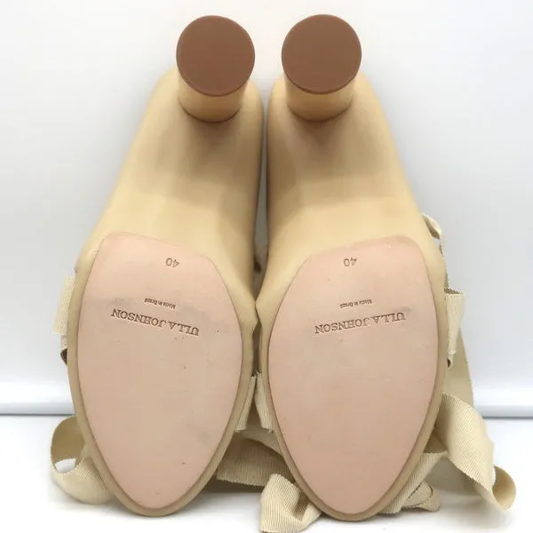 Ulla Johnson Ankle Wrap Sandals Kharis Nude Leather Size 40 Open Toe Heels NEW