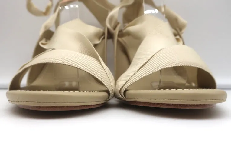 Ulla Johnson Ankle Wrap Sandals Kharis Nude Leather Size 40 Open Toe Heels NEW