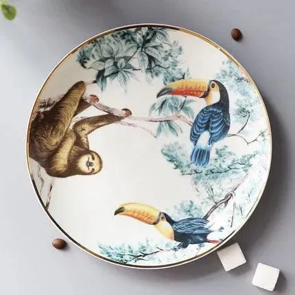 Vintage Inspired Wild Cat Bone China Plate