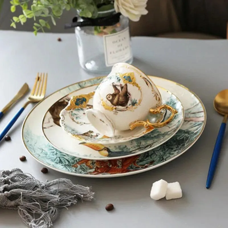 Vintage Inspired Wild Cat Bone China Plate