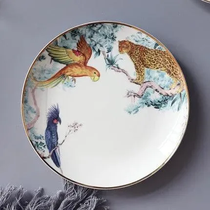 Vintage Inspired Wild Cat Bone China Plate
