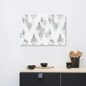 Watercolor Hens Canvas Wall Art