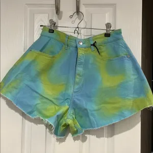 WeWoreWhat Blue and Green Tie-Dye Jean Shorts