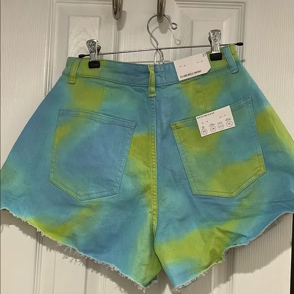 WeWoreWhat Blue and Green Tie-Dye Jean Shorts