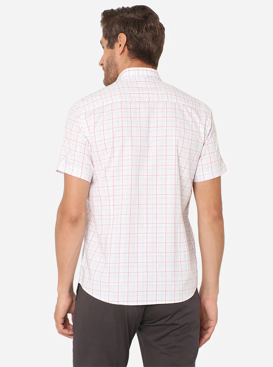 White & Red Checked Slim Fit Casual Shirt | JadeBlue