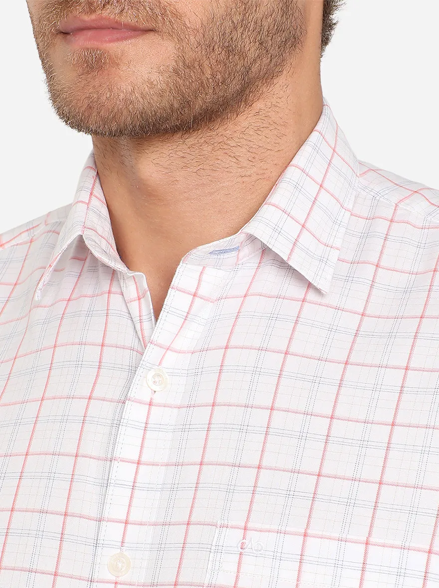 White & Red Checked Slim Fit Casual Shirt | JadeBlue