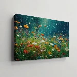 Wildflowers on Canvas, Flowers in Rain 02, Minimalist Flower Wall Art, Abstract Wall Art, Watercolor flowers, Floral Print, Classic, Rustic Farmhouse, Wildflower Home Decor, Flower Painting Canvas, Floral Wall Art