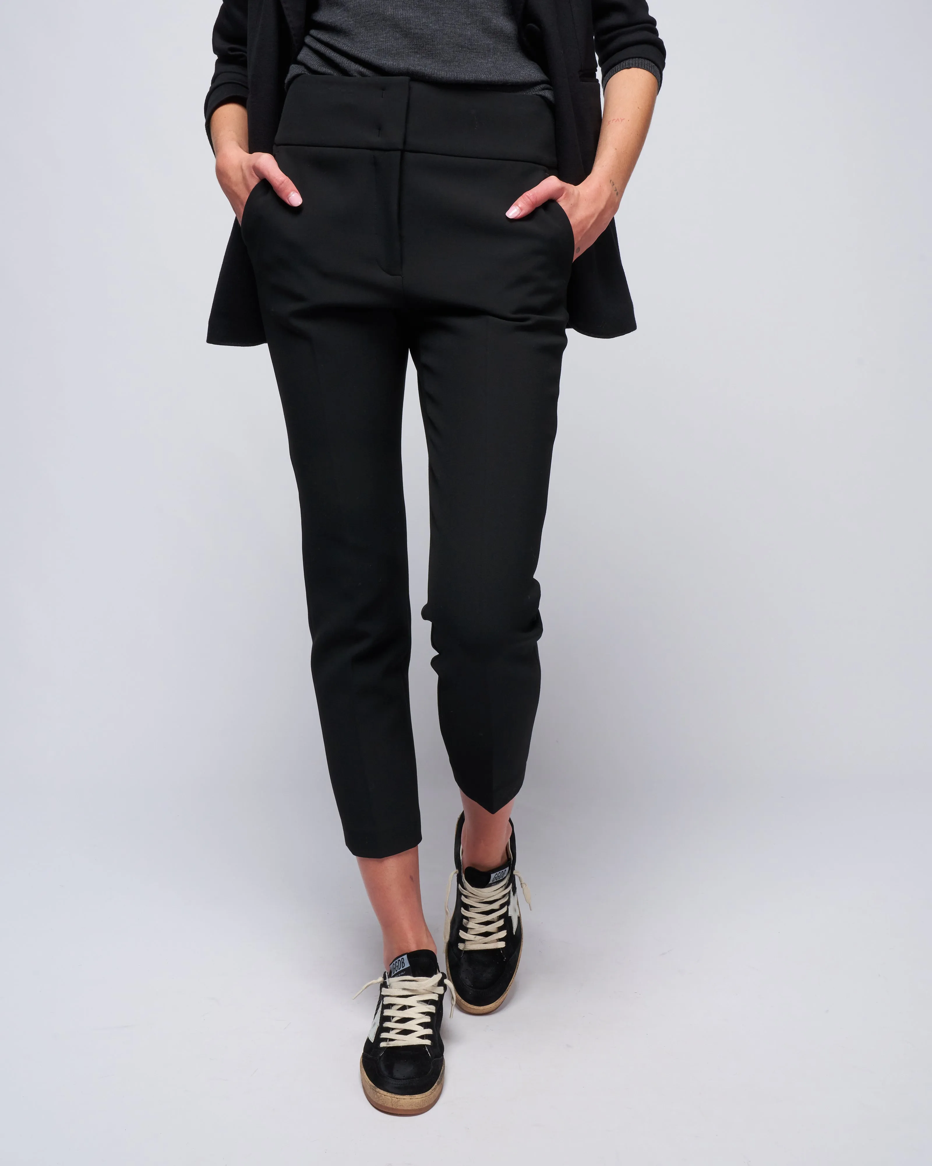 woman trousers bistretch - black canvas