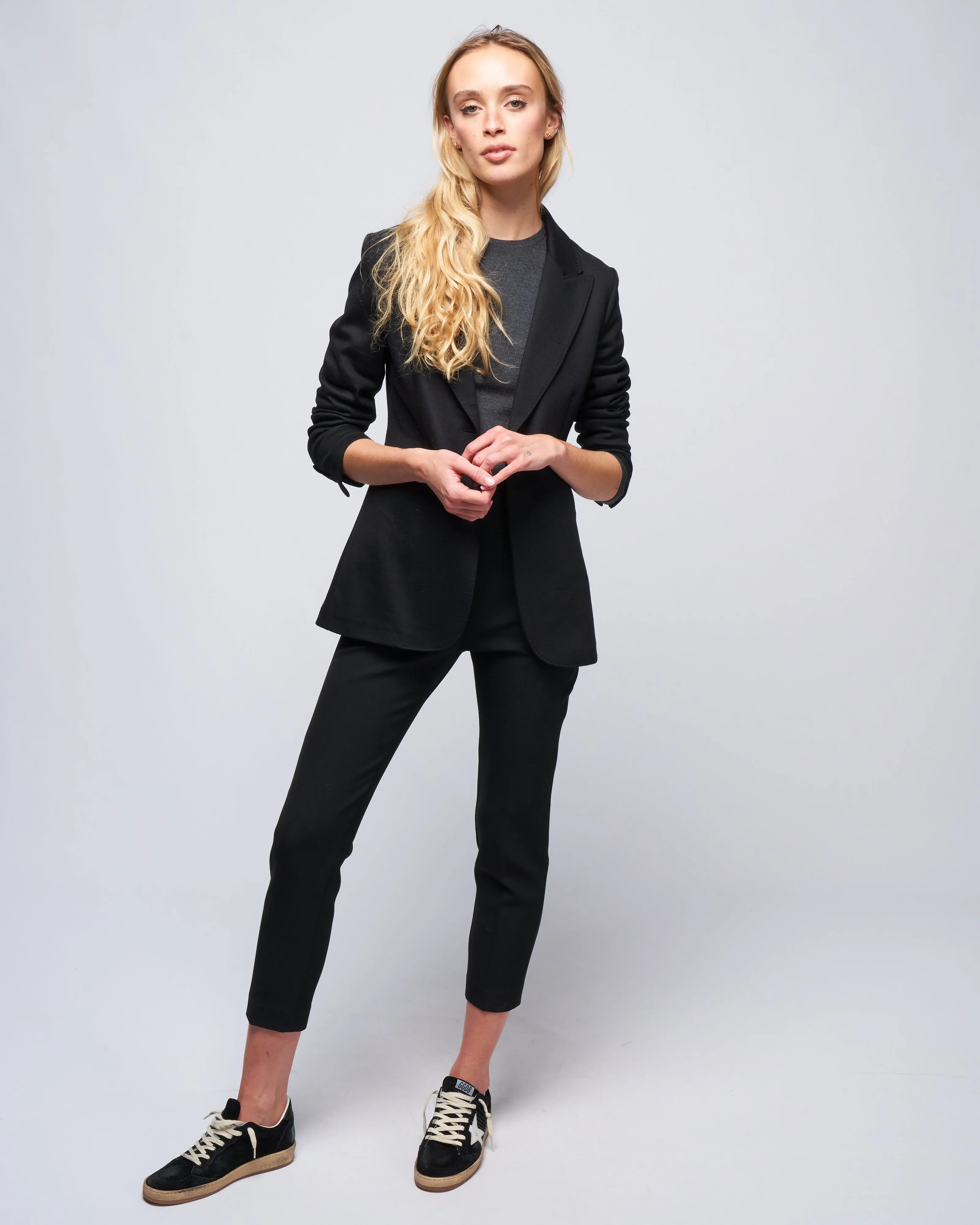 woman trousers bistretch - black canvas