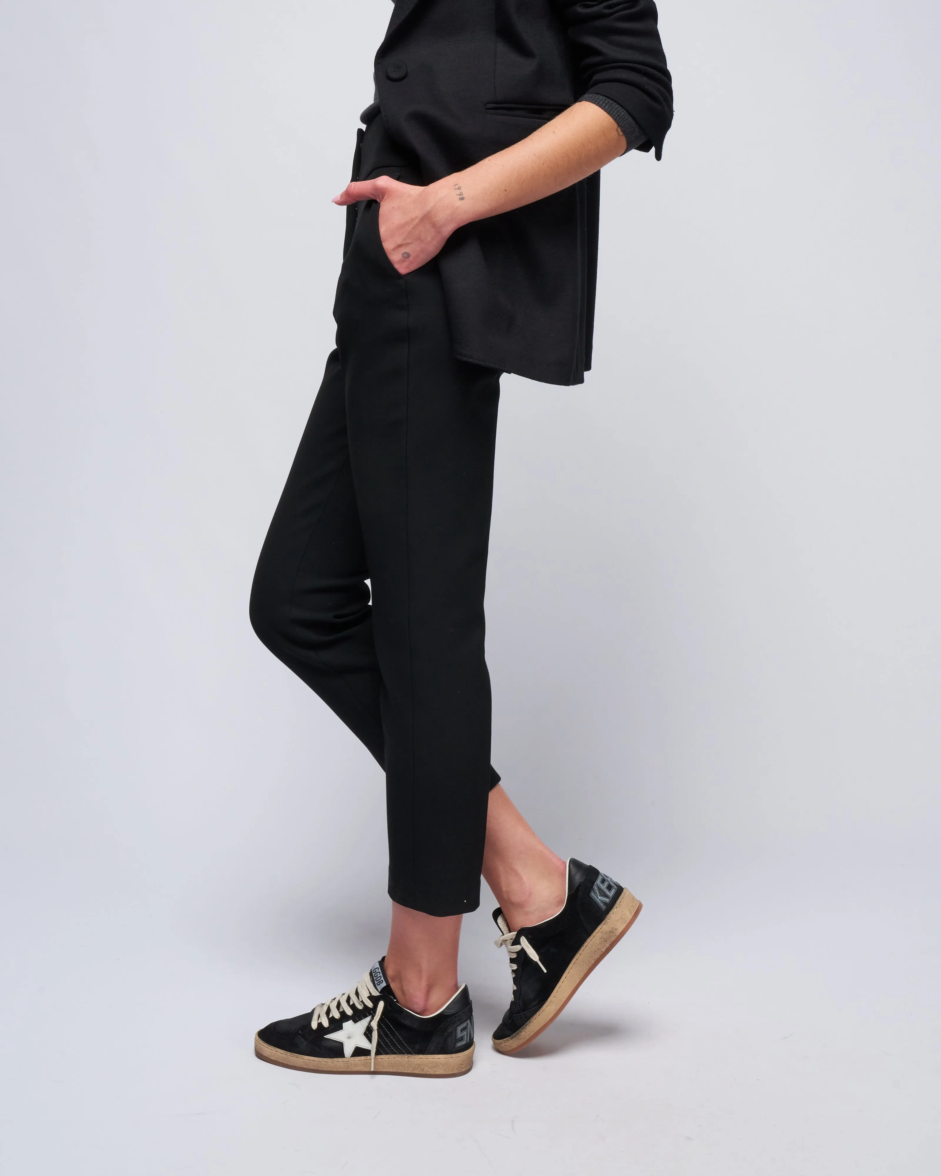 woman trousers bistretch - black canvas