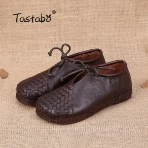 Women Flat Shoes Lace Up Moccasins Mother Soft Genuine Leather Ladies Shoes