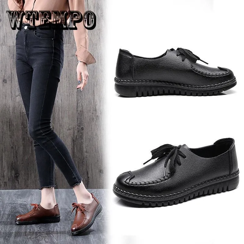 Women Leather Shoes Moccasins Mother Loafers Soft leisure Flats Female Driving Casual Footwear
