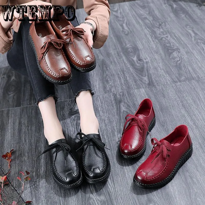 Women Leather Shoes Moccasins Mother Loafers Soft leisure Flats Female Driving Casual Footwear