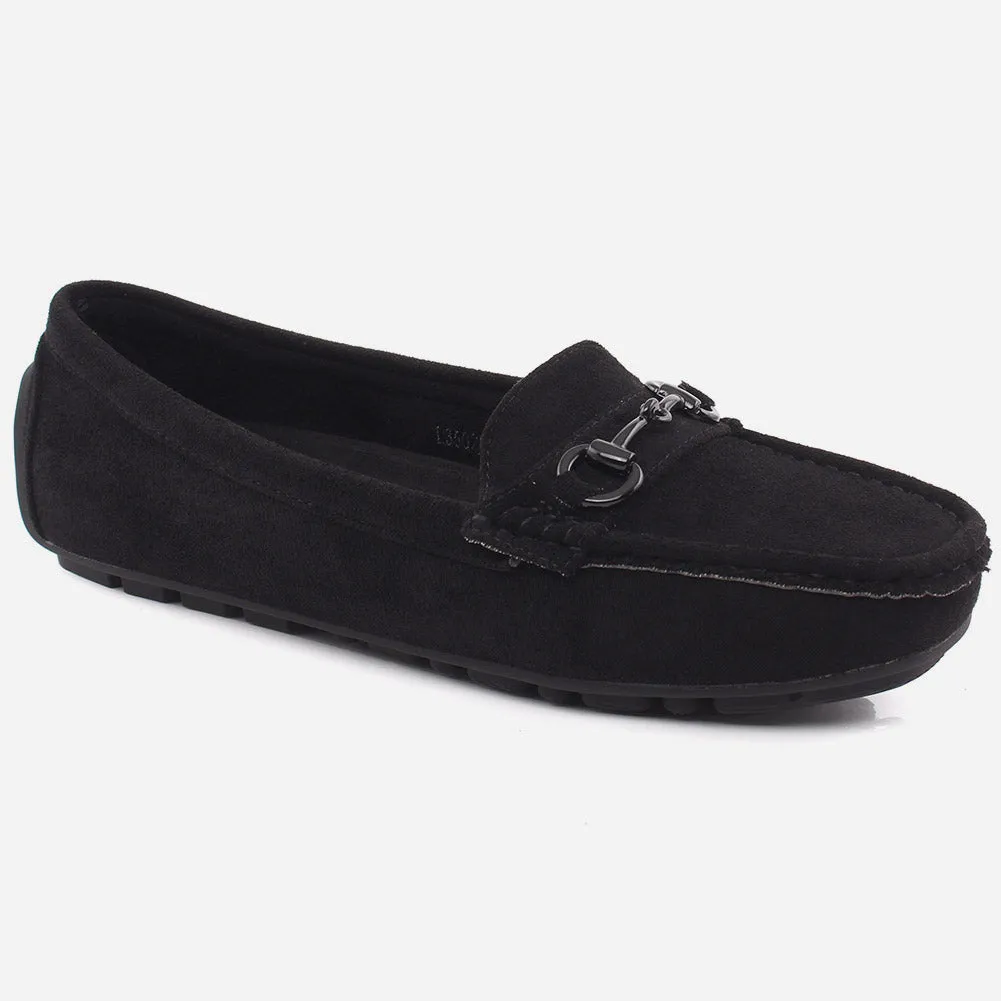 Women "Beaten" Suede Round Toe Flat Moccasins