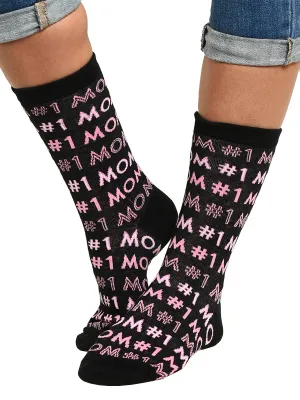 Women's #1 Mom Socks All-Over Print Novelty Gift Black