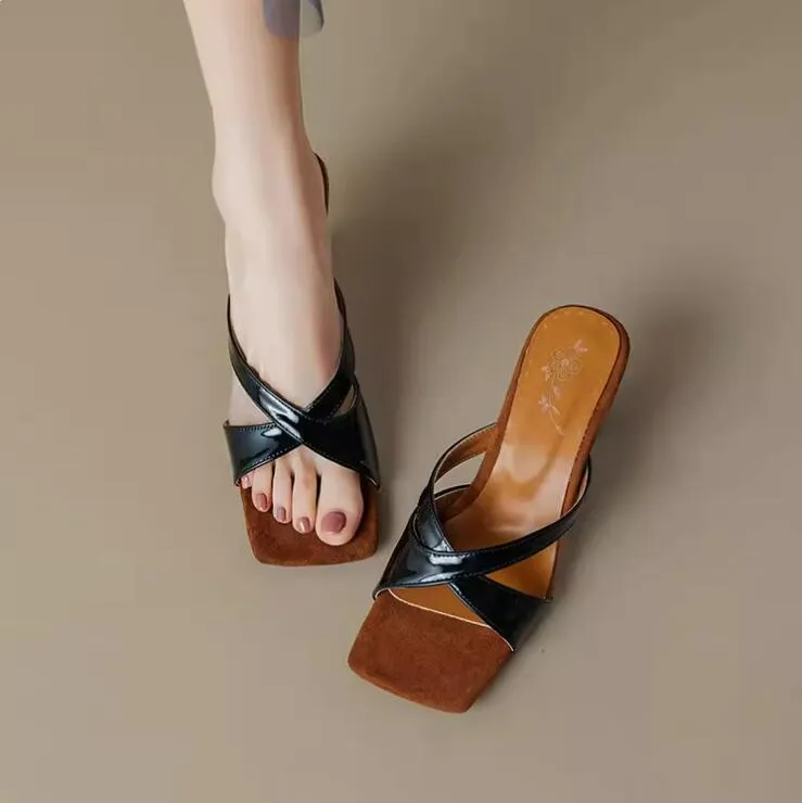 Women's Petite Cross Strap Open Toe Sandals TS62