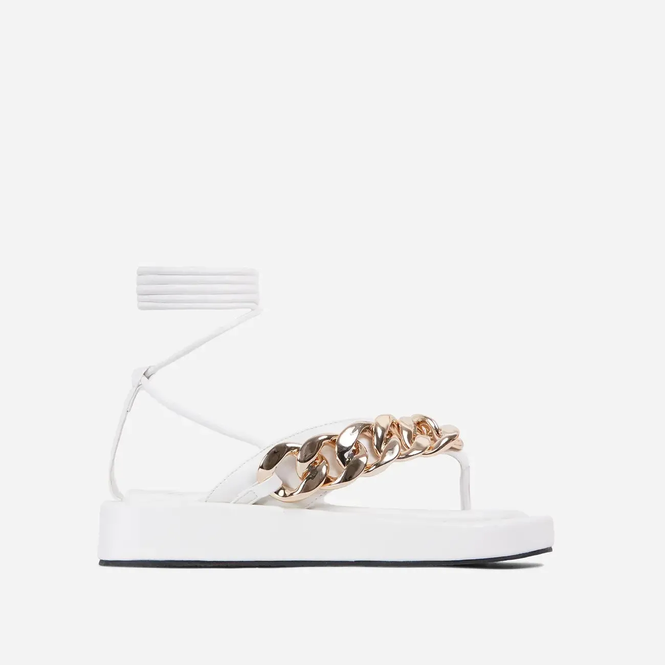 Women's shoes  thick-soled mid-heel platform with metal chain anklet straps sandals platform