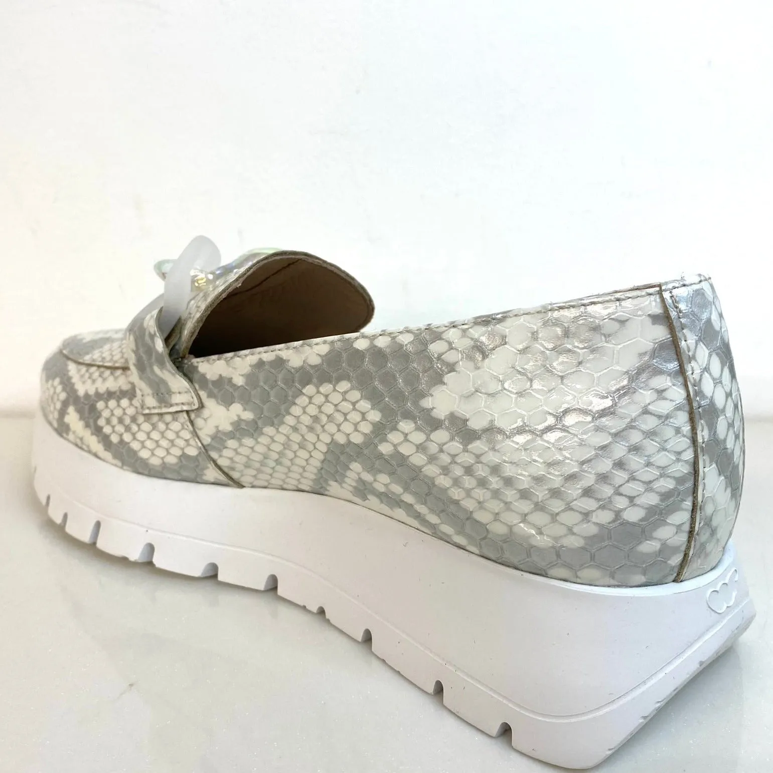 Wonders Grey Python Slip On Shoes