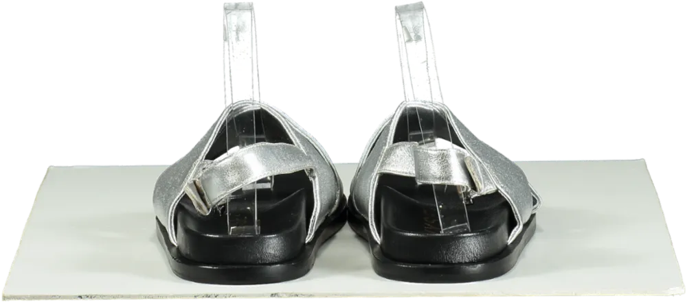 Wyse London London Silver Soft Leather Metallic Sandals EU 37 UK 4