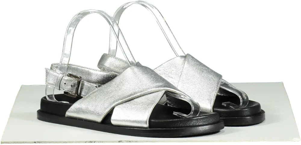 Wyse London London Silver Soft Leather Metallic Sandals EU 37 UK 4