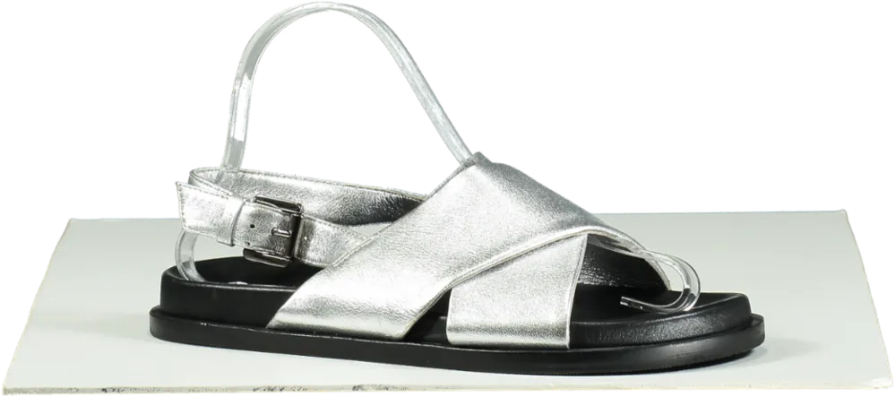 Wyse London London Silver Soft Leather Metallic Sandals EU 37 UK 4