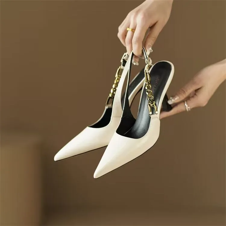 XIEYINSHE  Internet Hot High Heels Women's Stiletto Heel  Spring and Summer New Light Luxury  Style Design Niche Pointed Toe Closed Toe Sandals