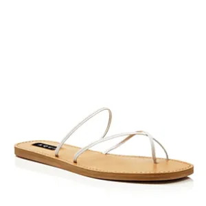 Zeus Leather Open Toe Strappy Sandals White